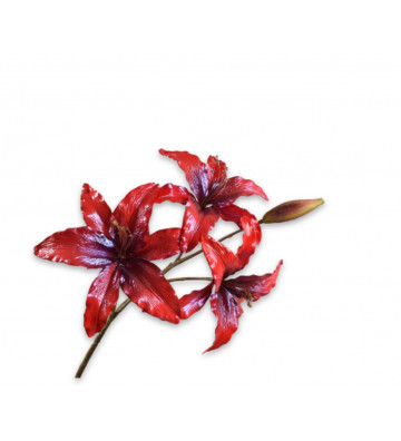 Fiore artificiale Lilium acrilico rosso 108cm - silkka - nardini forniture