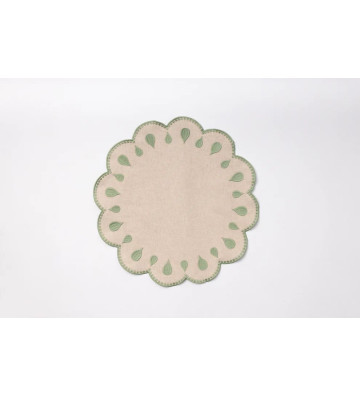 Tovaglietta Margherita beige con dettagli verdi 40cm - nardini forniture