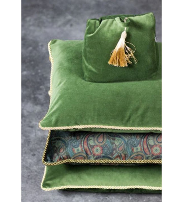 Cuscino in velluto verde mela e oro 45x45 cm - Nardini Forniture
