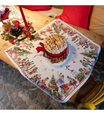 Tovaglia natalizia schiaccianoci 160x230 cm 100% lino - Tessitura Toscana Telerie