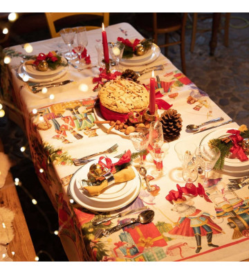 Tovaglia natalizia schiaccianoci 160x230 cm 100% lino - Tessitura Toscana Telerie