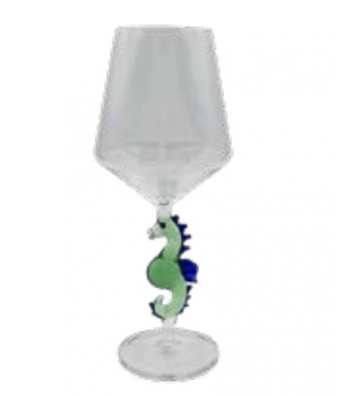 Handmade crystal goblet with Seahorse stem - Les Ottomans