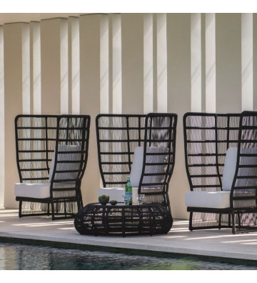 Roy outdoor armchair in black aluminum with cushions