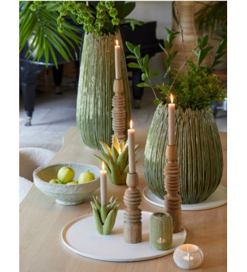 Portacandela in ceramica cactus verde chiaro Ø21x21cm - Light & Living - Nardini Forniture