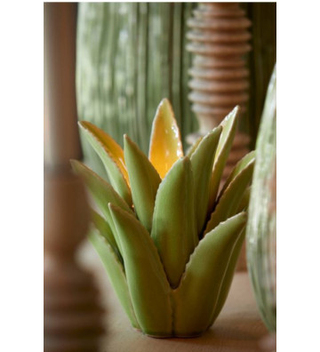Portacandela in ceramica cactus verde chiaro Ø25x23 cm - Light & Living - Nardini Forniture