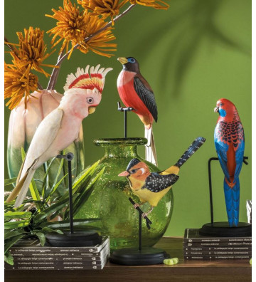 Statuetta decorativa uccello trogone in legno h28 cm - L'Oca Nera - Nardini Forniture