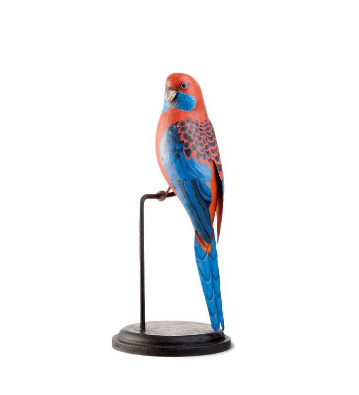 Statuetta decorativa uccello rosella cremisi in legno h27 cm - L'Oca Nera -  Nardini Forniture