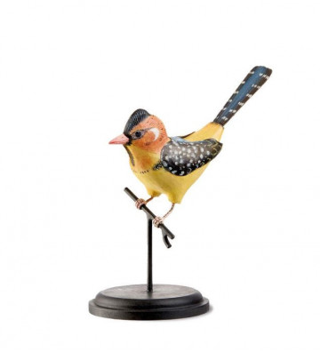 Statuetta decorativa uccello barbuto testarossa in legno h24 cm - L'Oca Nera - Nardini Forniture