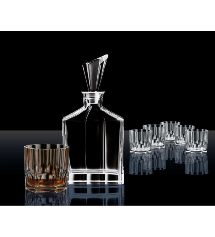 Set Bottiglia decanter da Whisky con 6 bicchieri in vetro