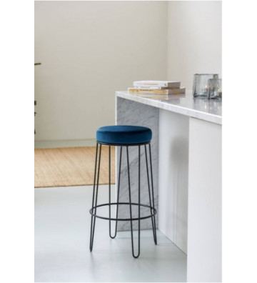 Alice bar stool in blue velvet Ø41x73 cm - Light & Living - Nardini Forniture
