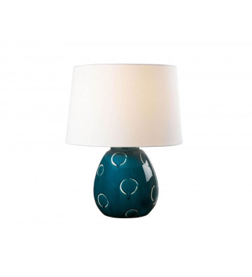 Blue ceramic lamp and fabric lampshade Ø43x57 cm - L'Oca Nera - Nardini Forniture