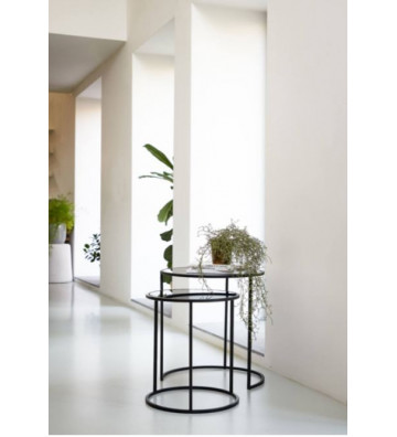 Black matt glass table Ø40x45cm - Light & Living - Nardini Forniture