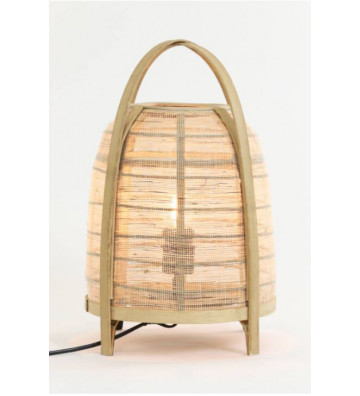 Lampada da tavolo in lino e bambù Ø27x42cm - Light & Living - Nardini Forniture