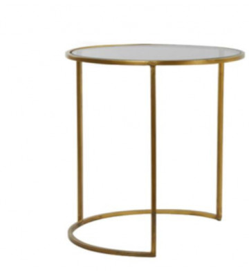 Tavolino in vetro fumé e oro Ø50x52 cm - Light & Living - Nardini Forniture