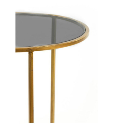 Tavolino in vetro fumé e oro Ø50x52 cm - Light & Living - Nardini Forniture