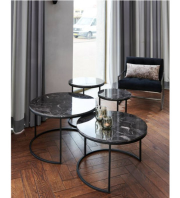 Tavolino con appoggio in marmo nero Ø66x41cm - Light & Living - Nardini Forniture