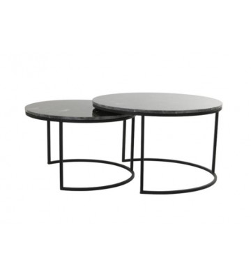 Tavolino con appoggio in marmo nero Ø66x41cm - Light & Living - Nardini Forniture