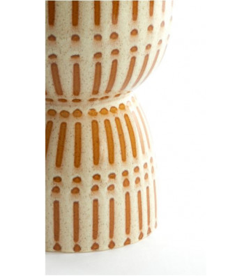 Sgabello in ceramica lucida crema e marrone Ø29x42cm - Light & Living - Nardini Forniture