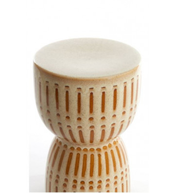 Cream and brown ceramic stool Ø29x42cm - Light & Living - Nardini Forniture