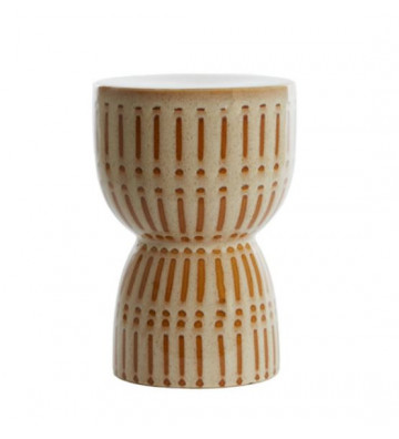 Sgabello in ceramica lucida crema e marrone Ø29x42cm - Light & Living - Nardini Forniture