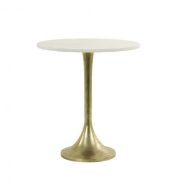 White marble and antique bronze coffee table Ø48x53cm - Light & Living - Nardini Forniture
