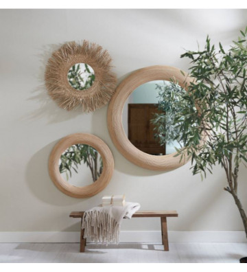 Specchio da parete tondo in rattan naturale Ø71x5cm - Light & Living - Nardini Forniture
