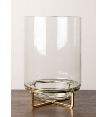 Glass candle holder with golden base 28 x 18 cm - Chehoma - Nardini Forniture