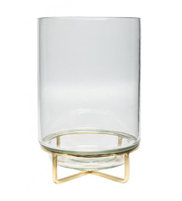 Portacandele in vetro con base dorata 28 x 18 cm - Chehoma - Nardini Forniture