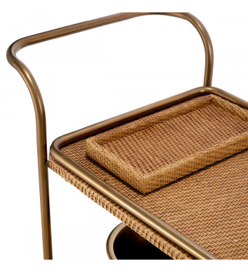 Carrello in rattan e ottone vintage con accessori - eichholtz - nardini forniture