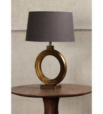 Lampada da tavolo forma circolare oro e paralume in lino 60x40cm - Chehoma - Nardini Forniture