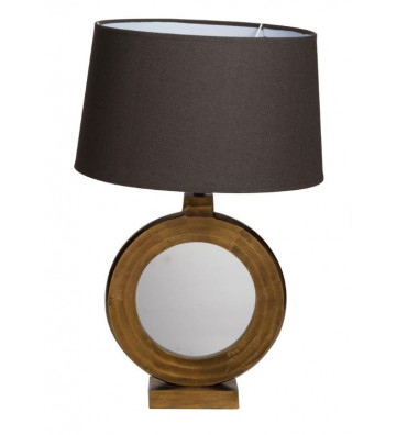 Lampada da tavolo forma circolare oro e paralume in lino 60x40cm - Chehoma - Nardini Forniture