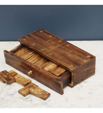 Wooden and brass domino box 6x11x22cm - Chehoma - Nardini Forniture