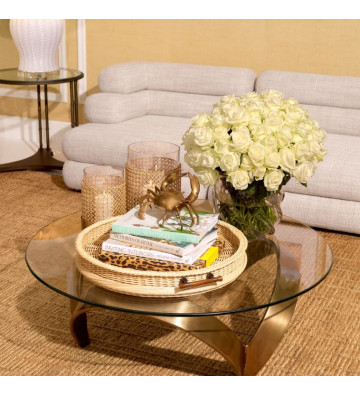 Coffee table round glass and brass - Eichholtz - Nardini Forniture