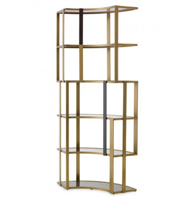 Brushed brass corner cabinet and smoked glass - Eichholtz - Nardini Forniture