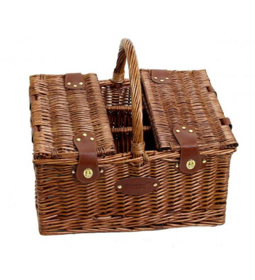Picnic basket of wicker with green four-person fabric - Les Jardins de la Comtesse - Nardini Forniture