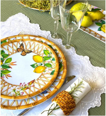 Capri dessert plate in lemon melamine Ø23cm - Les Jardins de la Comtesse - Nardini Forniture