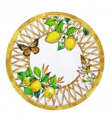 Capri dessert plate in lemon melamine Ø23cm - Les Jardins de la Comtesse - Nardini Forniture