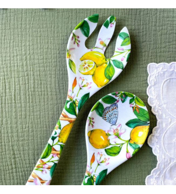 Coppia posate per insalata in melamina limoni 33cm - Les Jardins de la Comtesse - Nardini Forniture