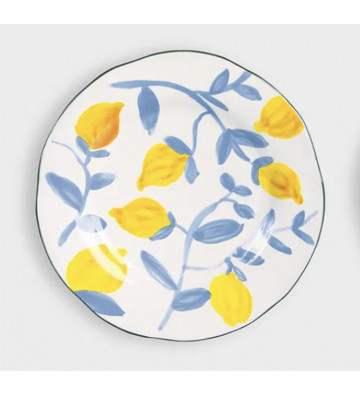 Dessert plate with green lemon pattern - nardini supplies