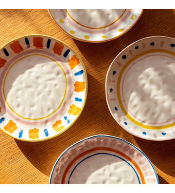 Piatto da dessert in ceramica pois giallo - nardini forniture