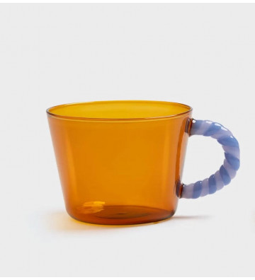 Tazzina da caffè in vetro arancione con manico viola - nardini forniture