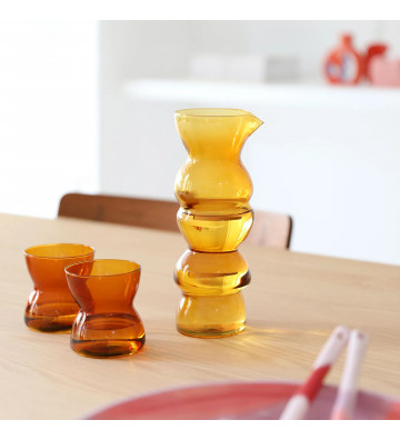 Bicchiere da acqua in vetro arancione irregolare - nardini forniture