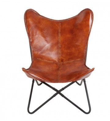 Leather armchair and metal structure H93cm - L'Oca Nera - Nardini Forniture