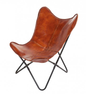 Leather armchair and metal structure H93cm - L'Oca Nera - Nardini Forniture