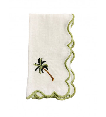 Linen napkin with palm embroidery - nardini supplies