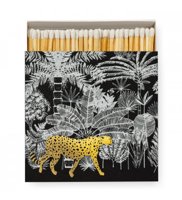 Box of matches "Cheetah in Jungle" black 100mm - The Archivist -  Nardini Forniture