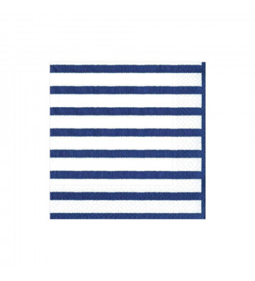 Set 20 blue striped cocktail paper napkins - Caspari - Nardini Forniture