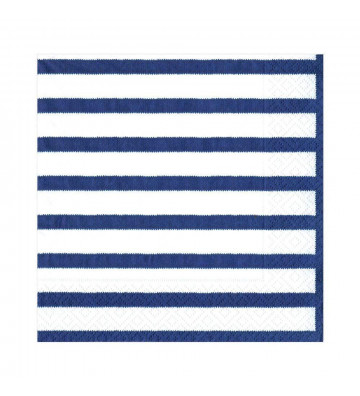 Set of 20 blue striped lunch paper napkins - Caspari - Nardini Forniture