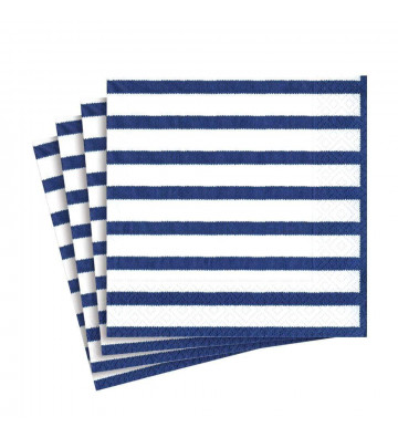 Set 20 tovaglioli in carta da pranzo a strisce blu - Caspari - Nardini Forniture