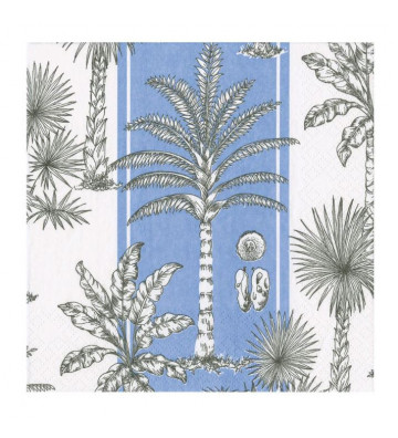 Set 20 tovaglioli in carta da pranzo fantasia palme blu - Caspari - Nardini Forniture